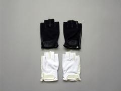 指切り革手袋/マジックテープ付き/白・黒/フリーサイズ